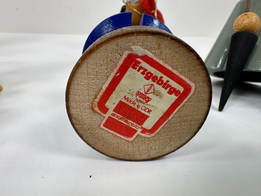 Just Added - (4) Vintage German Folk Art Rauchermann Wooden Incense Smokers - Erzgebirge Region Of Germany - Holds Small Incense Cone - Smoke Curls Out Of Mouth 4.5'H To 6.5'H [Photo 11]