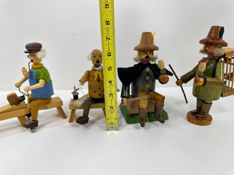 Just Added - (4) Vintage German Folk Art Rauchermann Wooden Incense Smokers - Erzgebirge Region Of Germany - Holds Small Incense Cone - Smoke Curls Out Of Mouth 6'H To 7.5'H [Photo 11]