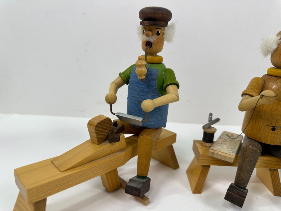 Just Added - (4) Vintage German Folk Art Rauchermann Wooden Incense Smokers - Erzgebirge Region Of Germany - Holds Small Incense Cone - Smoke Curls Out Of Mouth 6'H To 7.5'H [Photo 7]