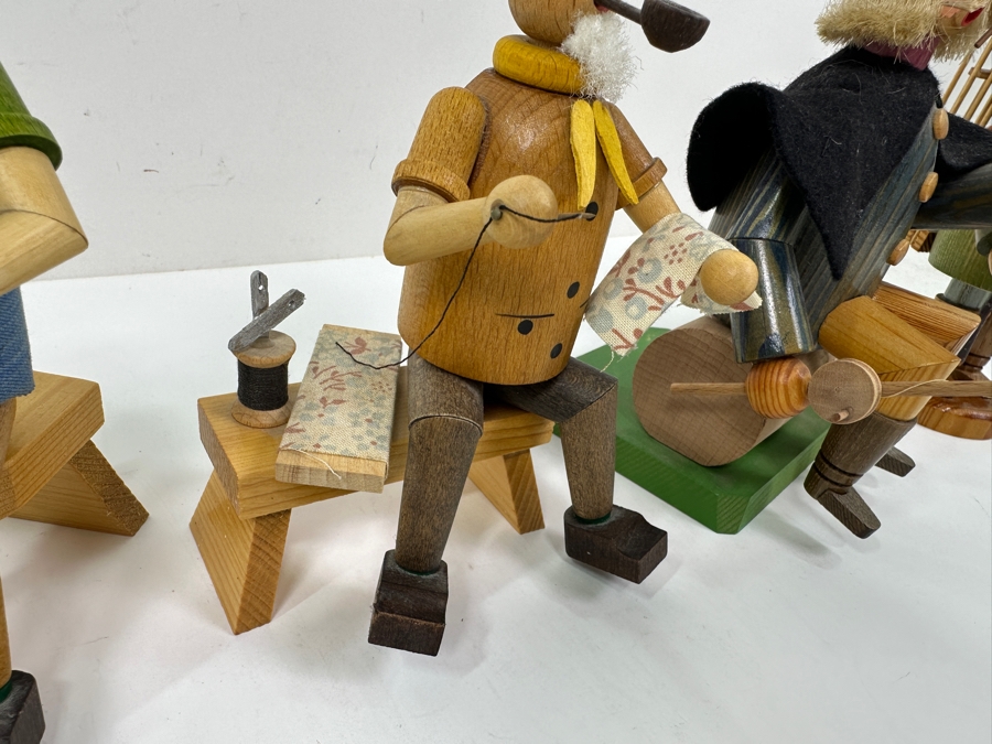Just Added - (4) Vintage German Folk Art Rauchermann Wooden Incense Smokers - Erzgebirge Region Of Germany - Holds Small Incense Cone - Smoke Curls Out Of Mouth 6'H To 7.5'H [Photo 6]