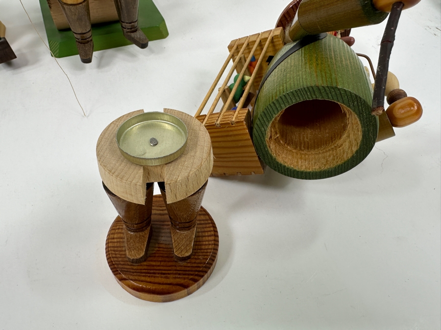 Just Added - (4) Vintage German Folk Art Rauchermann Wooden Incense Smokers - Erzgebirge Region Of Germany - Holds Small Incense Cone - Smoke Curls Out Of Mouth 6'H To 7.5'H [Photo 10]