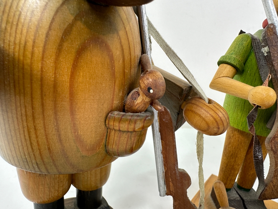Just Added - (3) Vintage German Folk Art Rauchermann Wooden Incense Smokers Hunter Figurines - Erzgebirge Region Of Germany - Holds Small Incense Cone - Smoke Curls Out Of Mouth 7.5'H [Photo 8]