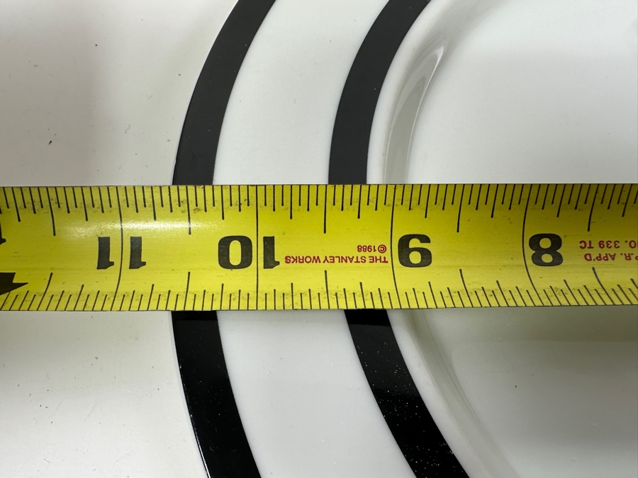 Just Added - Vintage Bob Van Allen For Mikasa Stone China L9121 Tangent Black Made In Japan: (4) 10.75' Plates, (4) Cups & Saucers, (3) 3' Bowls (See Photos For Bowls) [Photo 5]