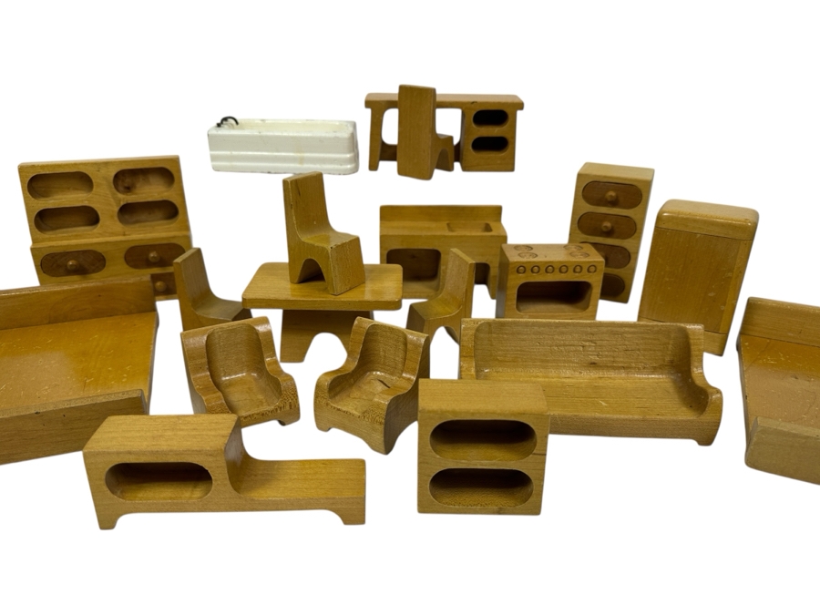 Just Added - Antonio Vitali And Kurt Naef Vintage Mid-Century Modern 'Playforms' Wooden Dollhouse Furniture By Creative Playthings