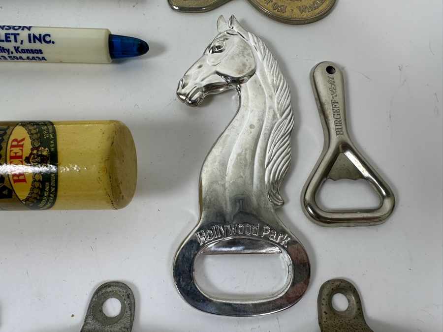 Just Added - Collection Of (18) Vintage Advertising Bottle Openers Including 7-up, Hollywood Park Horse Racetrack, Bang & Olufsen (B&O) & More - See Photos [Photo 7]