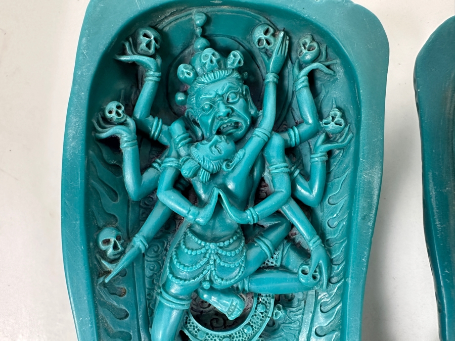 Just Added - Relief Carved Resin Buddhist Figures Of Avalokitesvara A Bodhisattva 5'H [Photo 3]