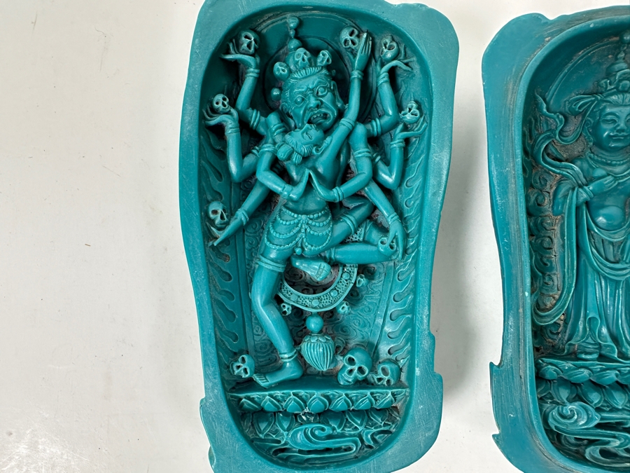 Just Added - Relief Carved Resin Buddhist Figures Of Avalokitesvara A Bodhisattva 5'H [Photo 2]