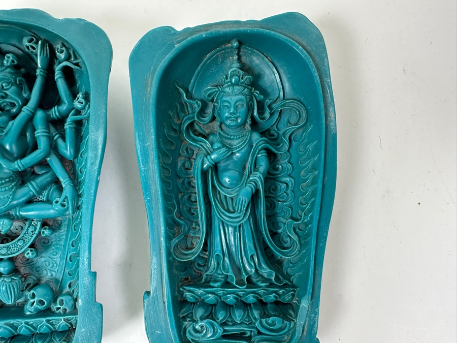 Just Added - Relief Carved Resin Buddhist Figures Of Avalokitesvara A Bodhisattva 5'H [Photo 4]
