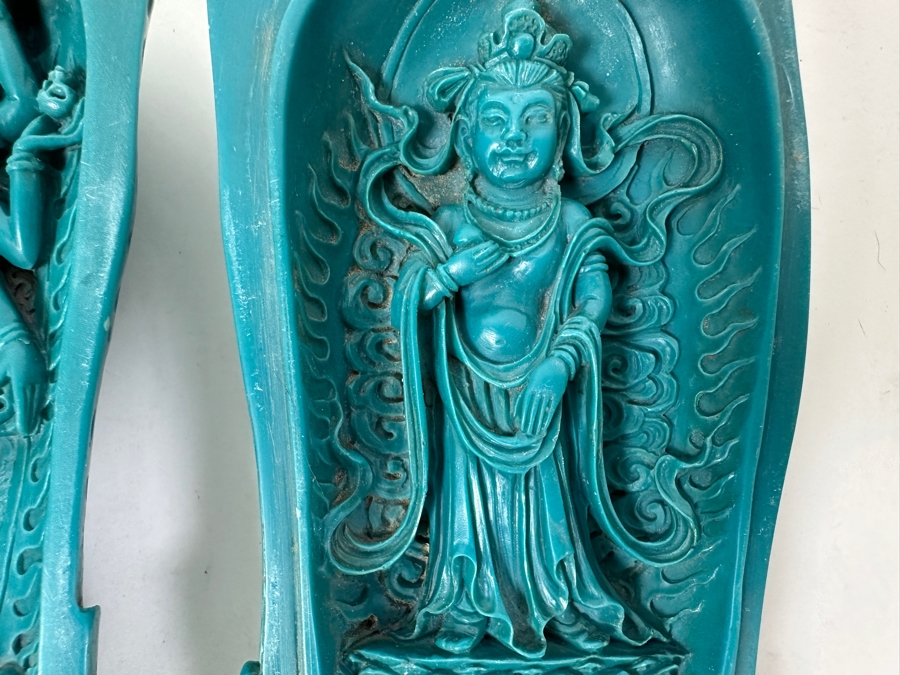 Just Added - Relief Carved Resin Buddhist Figures Of Avalokitesvara A Bodhisattva 5'H [Photo 5]