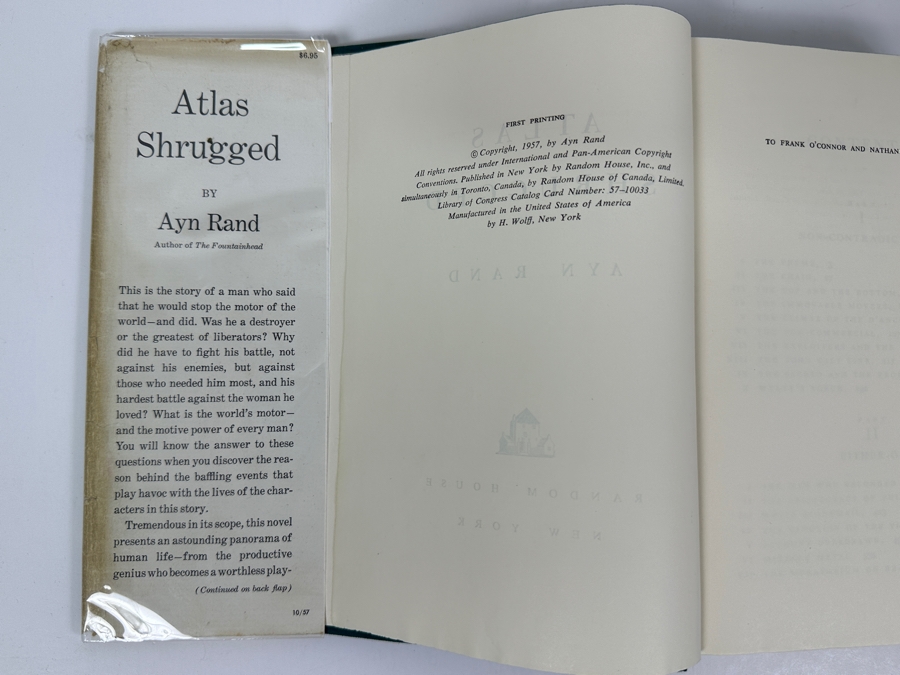Just Added - Rare First Printing 1957 Hardcover Book With The Original Dust Jacket Of Atlas Shrugged By Ayn Rand Estimate $1,500-$2,500 [Photo 7]