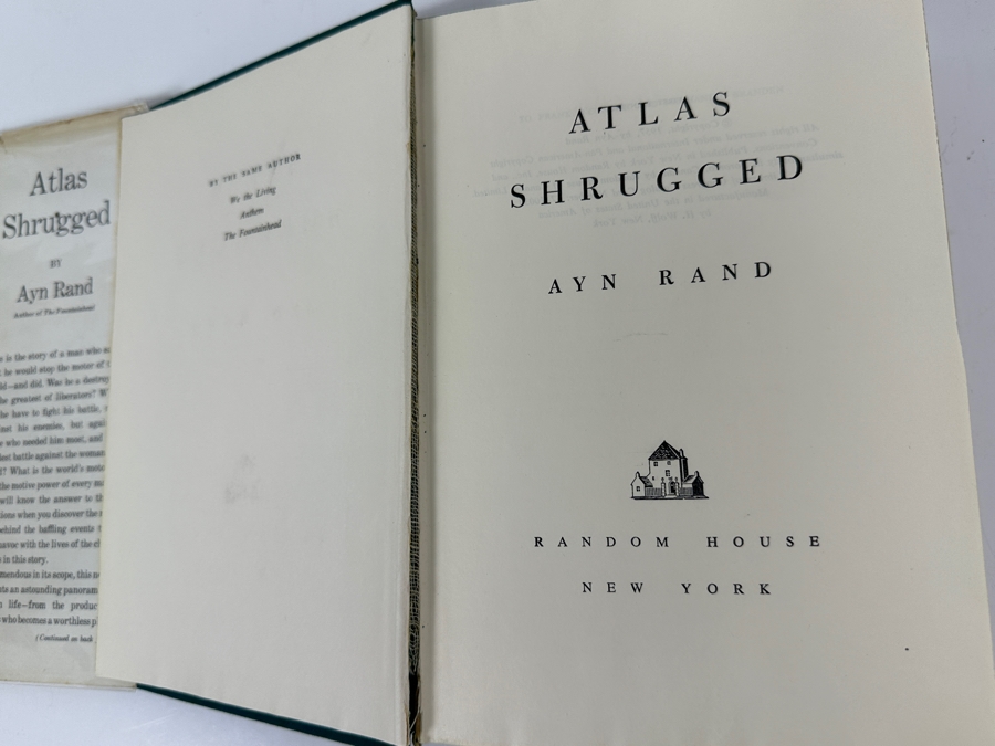 Just Added - Rare First Printing 1957 Hardcover Book With The Original Dust Jacket Of Atlas Shrugged By Ayn Rand Estimate $1,500-$2,500 [Photo 6]