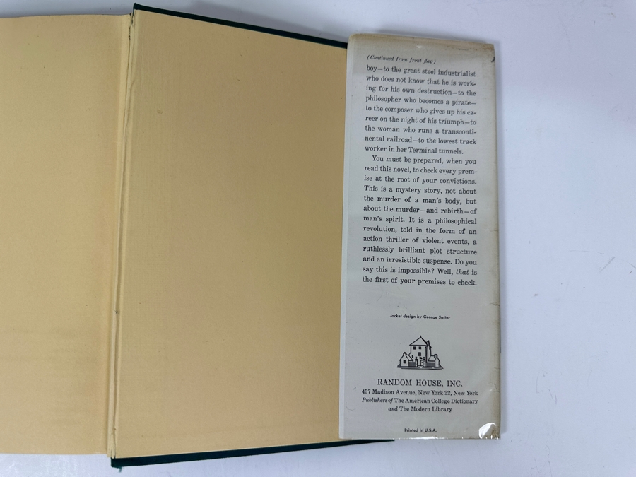 Just Added - Rare First Printing 1957 Hardcover Book With The Original Dust Jacket Of Atlas Shrugged By Ayn Rand Estimate $1,500-$2,500 [Photo 11]