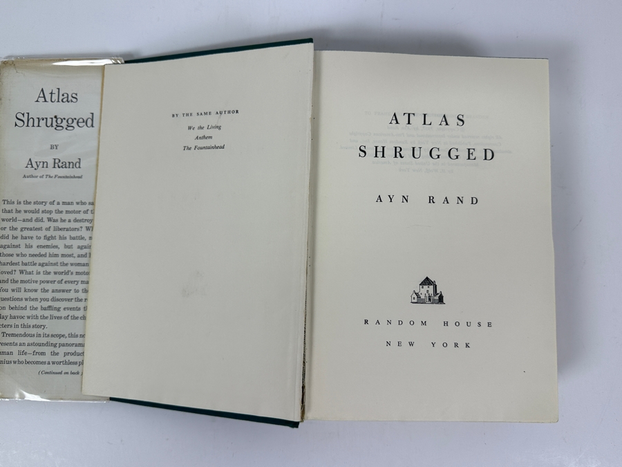 Just Added - Rare First Printing 1957 Hardcover Book With The Original Dust Jacket Of Atlas Shrugged By Ayn Rand Estimate $1,500-$2,500 [Photo 5]
