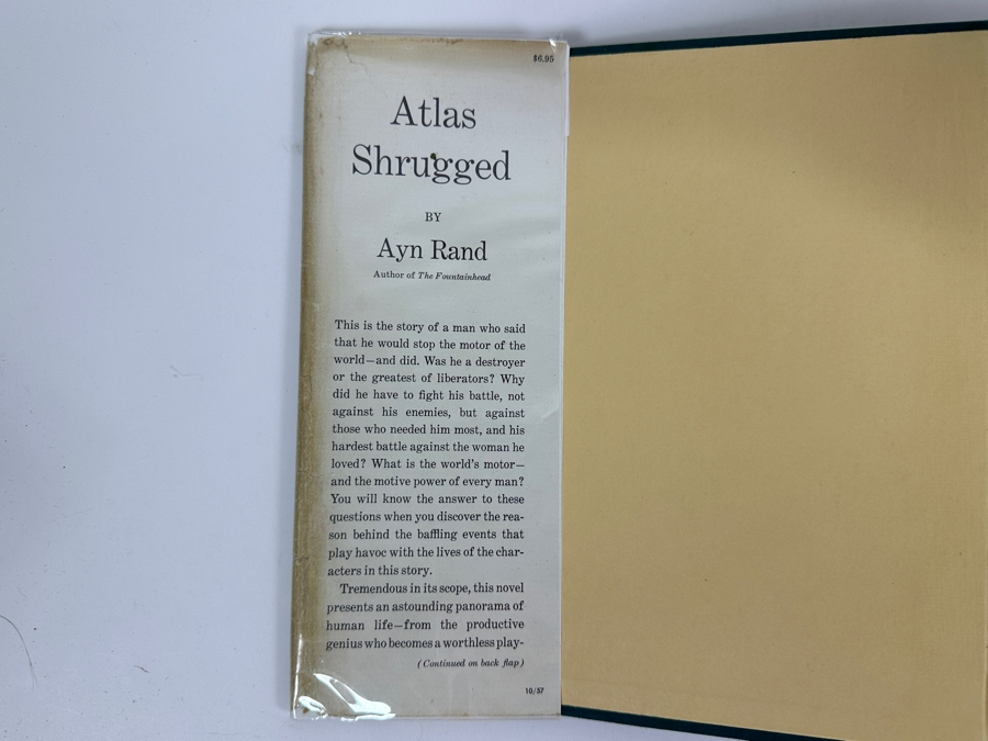 Just Added - Rare First Printing 1957 Hardcover Book With The Original Dust Jacket Of Atlas Shrugged By Ayn Rand Estimate $1,500-$2,500 [Photo 2]