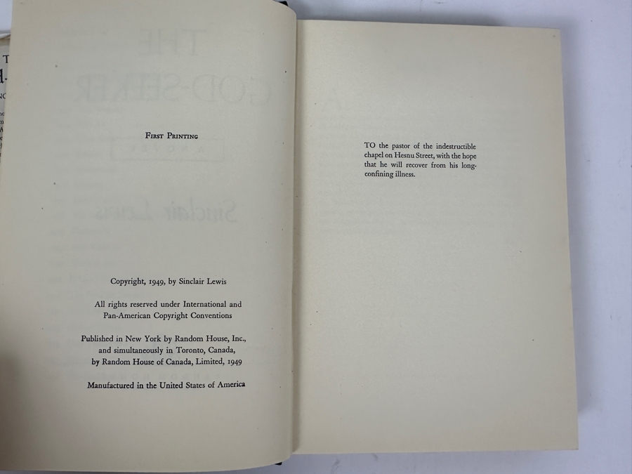 Just Added - First Printing 1949 Hardcover Book With The Original Dust Jacket Of The God-Seeker By Sinclair Lewis Book Published By Random House New York Estimate $25-$90 [Photo 4]