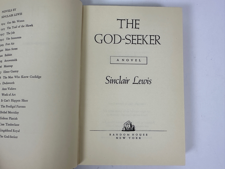 Just Added - First Printing 1949 Hardcover Book With The Original Dust Jacket Of The God-Seeker By Sinclair Lewis Book Published By Random House New York Estimate $25-$90 [Photo 3]
