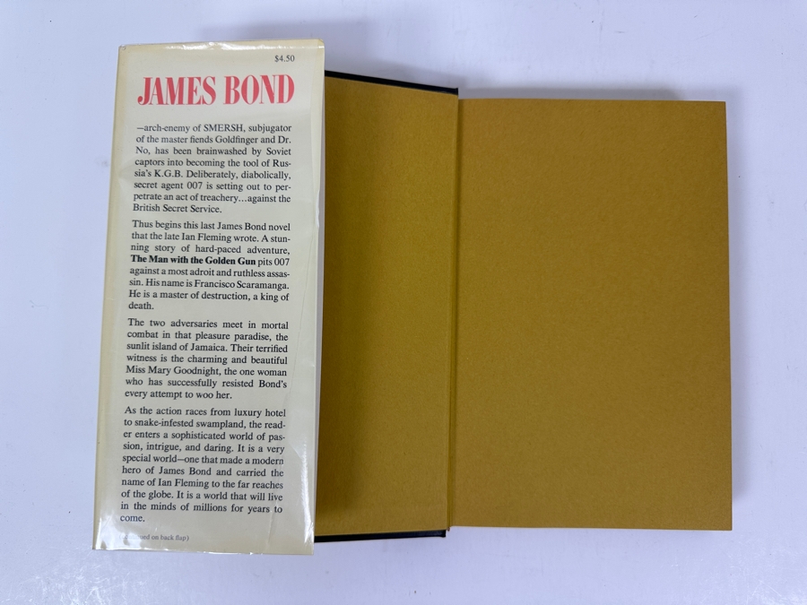Just Added - First American Printing 1956 Hardcover Book With Original Dust Jacket Of The Man With The Golden Gun By Ian Fleming Final Novel By Fleming Published Posthumously A Year After His Death By The New American Library New York Estimate $200-$300 [Photo 3]
