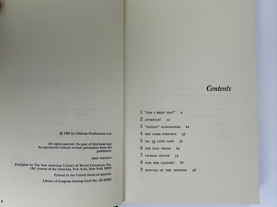 Just Added - First American Printing 1956 Hardcover Book With Original Dust Jacket Of The Man With The Golden Gun By Ian Fleming Final Novel By Fleming Published Posthumously A Year After His Death By The New American Library New York Estimate $200-$300 [Photo 6]