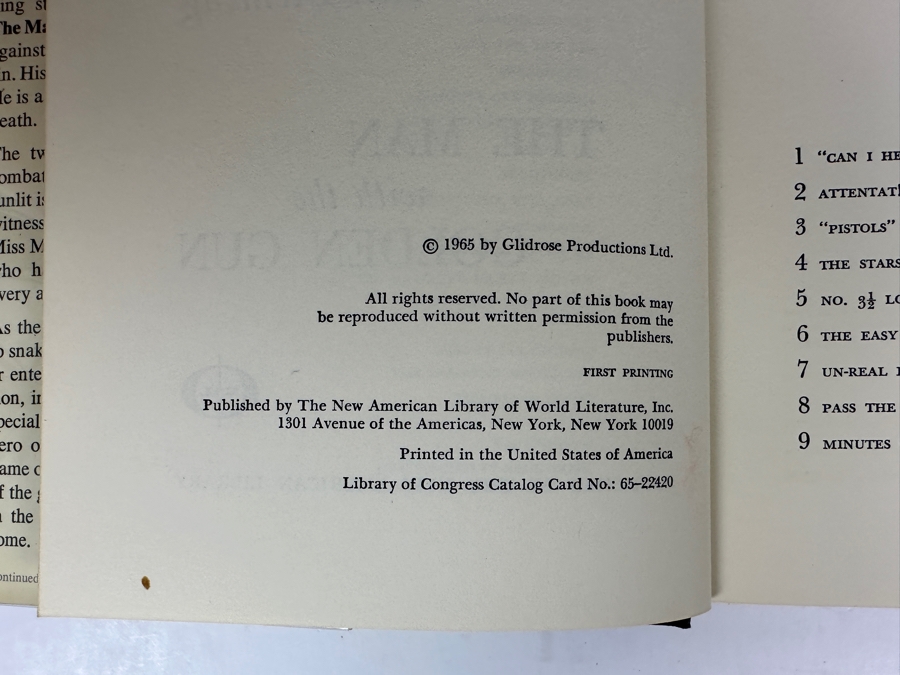 Just Added - First American Printing 1956 Hardcover Book With Original Dust Jacket Of The Man With The Golden Gun By Ian Fleming Final Novel By Fleming Published Posthumously A Year After His Death By The New American Library New York Estimate $200-$300 [Photo 5]