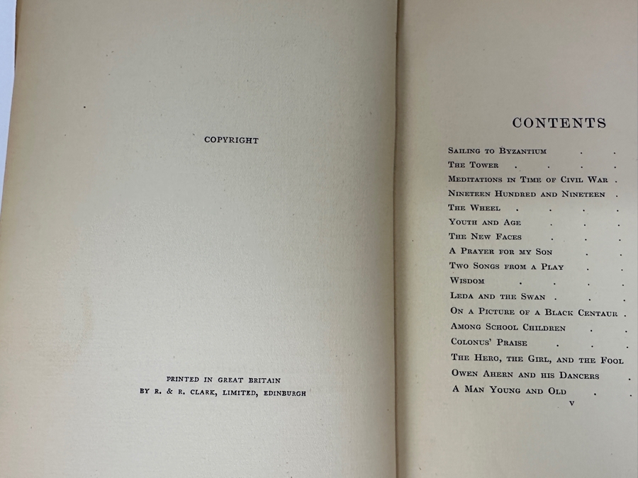 Just Added - Rare First Printing 1928 Hardcover Book Of The Tower By W. B. Yeats Considered His Greatest Collection Of Poetry Published By Macmillan And Co., Limited London 1928 Estimate $1,100-$1,500 [Photo 5]