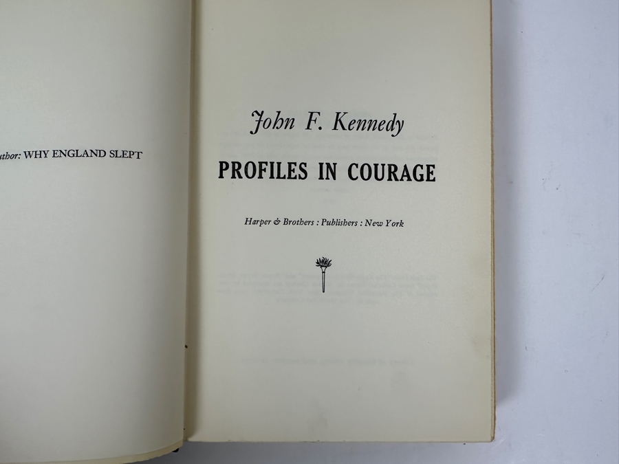 Just Added - First Printing 1956 Hardcover Book With The Original Dust Jacket Of Profiles In Courage By Senator John F. Kennedy Published By Harper & Brothers New York Estimate $200-$500 [Photo 3]