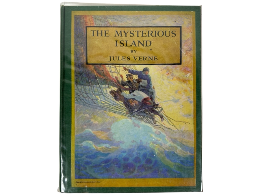 Just Added - First Illustrated Edition 1920 Hardcover Book Of The Mysterious Island By Jules Verne Pictures By N. C. Wyeth Published By Scribner's Sons New York Estimate $30-$100