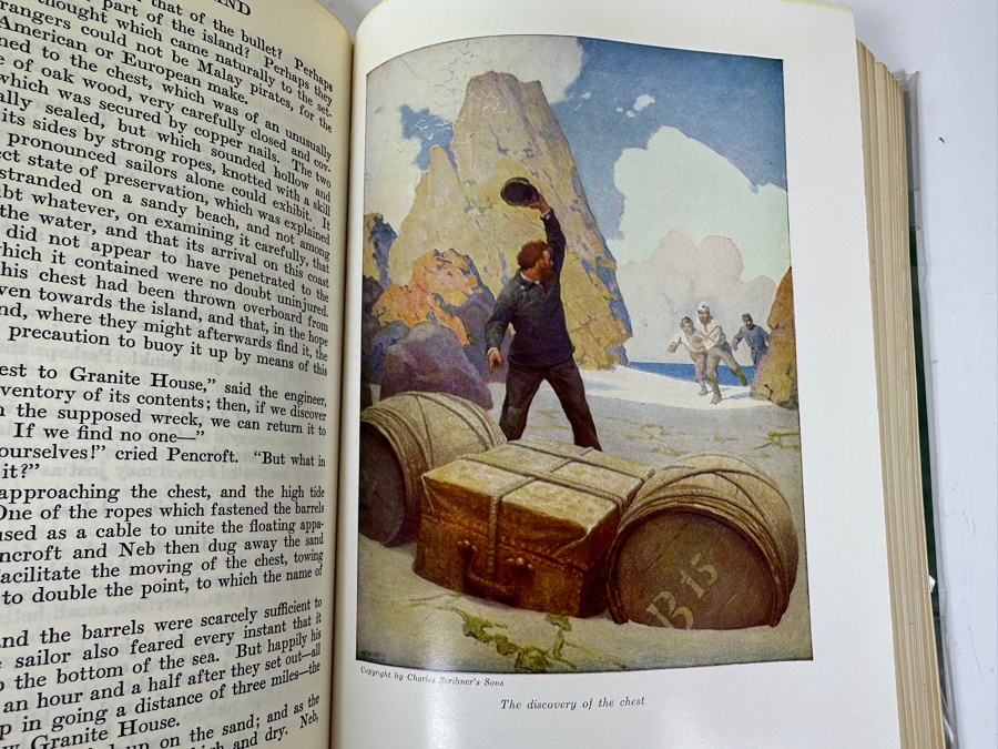 Just Added - First Illustrated Edition 1920 Hardcover Book Of The Mysterious Island By Jules Verne Pictures By N. C. Wyeth Published By Scribner's Sons New York Estimate $30-$100 [Photo 14]