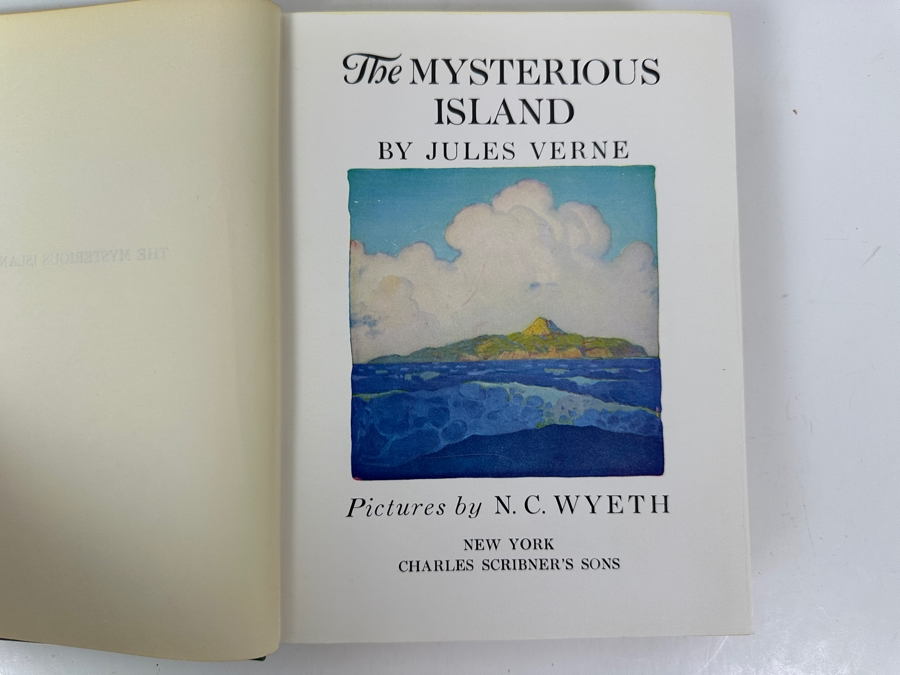 Just Added - First Illustrated Edition 1920 Hardcover Book Of The Mysterious Island By Jules Verne Pictures By N. C. Wyeth Published By Scribner's Sons New York Estimate $30-$100 [Photo 4]