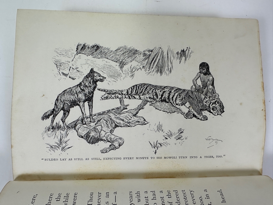 Just Added - Rare 1894 First American Edition Hardcover Book The Jungle Book By Rudyard Kipling Published By The Century Co. New York With Original Olive-Green Cloth Decorated In Gilt Estimate $150-$500 [Photo 9]