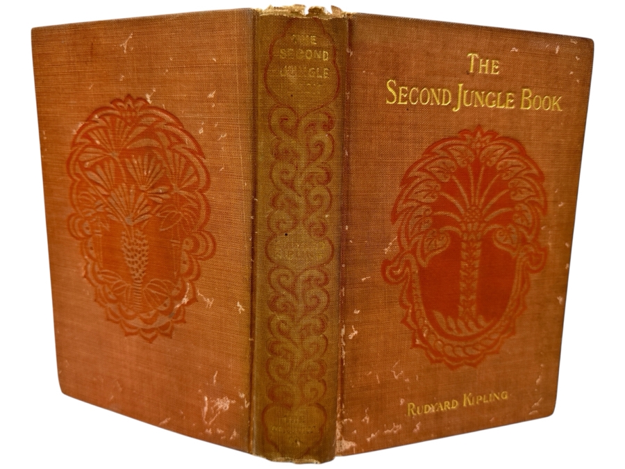 Just Added - Rare 1895 First American Edition Hardcover Book The Second Jungle Book By Rudyard Kipling Published By The Century Co. New York With Original Orange Cloth Decorated In Gilt Estimate $100-$400