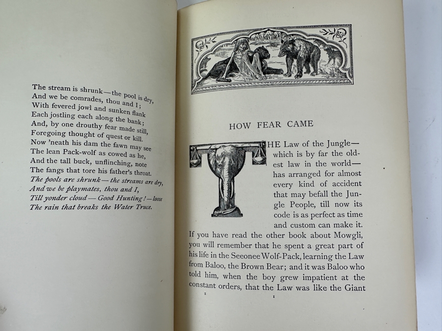 Just Added - Rare 1895 First American Edition Hardcover Book The Second Jungle Book By Rudyard Kipling Published By The Century Co. New York With Original Orange Cloth Decorated In Gilt Estimate $100-$400 [Photo 7]