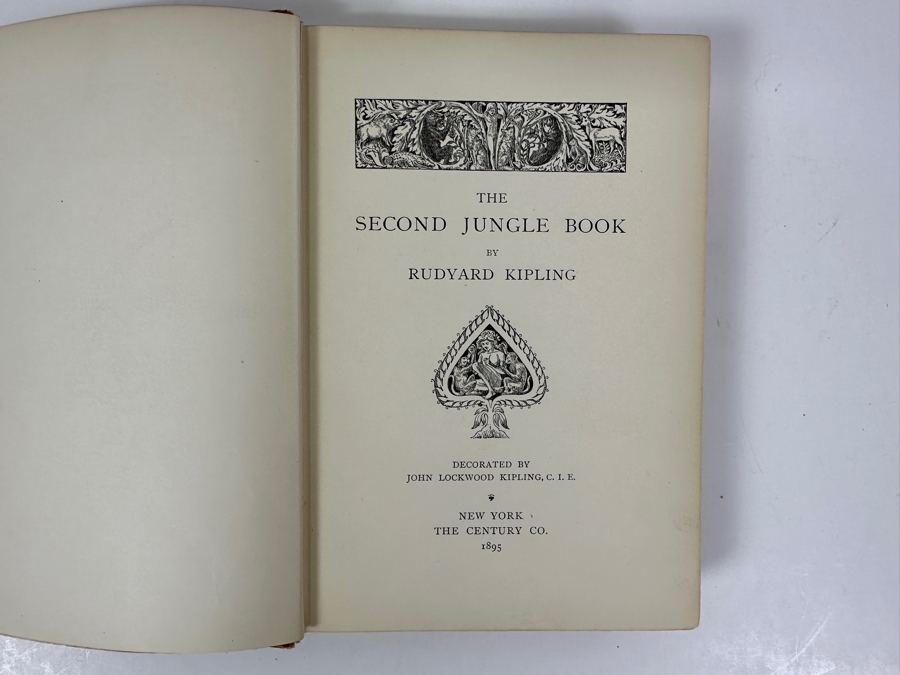 Just Added - Rare 1895 First American Edition Hardcover Book The Second Jungle Book By Rudyard Kipling Published By The Century Co. New York With Original Orange Cloth Decorated In Gilt Estimate $100-$400 [Photo 4]