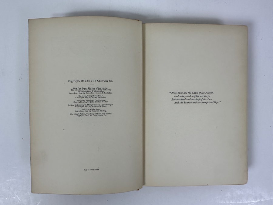 Just Added - Rare 1895 First American Edition Hardcover Book The Second Jungle Book By Rudyard Kipling Published By The Century Co. New York With Original Orange Cloth Decorated In Gilt Estimate $100-$400 [Photo 5]