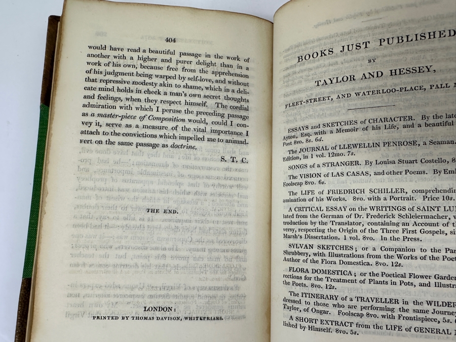 Just Added - Rare 1825 First Edition Hardcover Book Aids To Reflection IN The Formation Of A Manly Character On The Several Grounds Of Prudence, Morality, And Religion By S. T. Coleridge Published By Taylor And Hessey London Estimate $150-$500 [Photo 6]