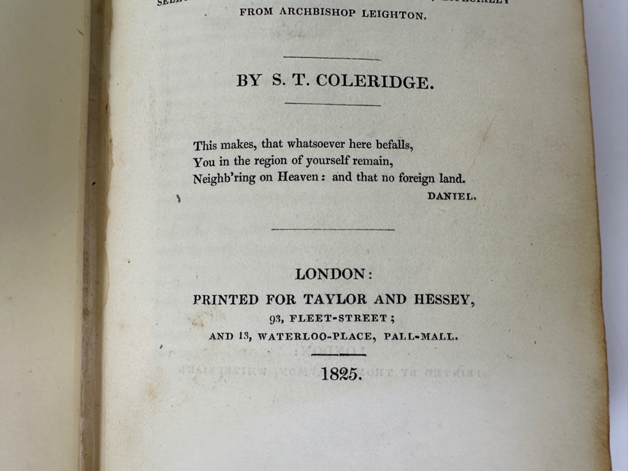 Just Added - Rare 1825 First Edition Hardcover Book Aids To Reflection IN The Formation Of A Manly Character On The Several Grounds Of Prudence, Morality, And Religion By S. T. Coleridge Published By Taylor And Hessey London Estimate $150-$500 [Photo 4]