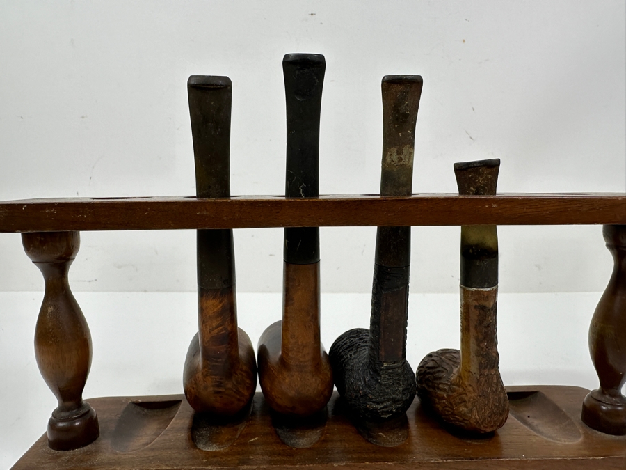 Just Added - Wooden Pipe Stand 10.5W X 5H With (4) Smoking Pipes [Photo 4]