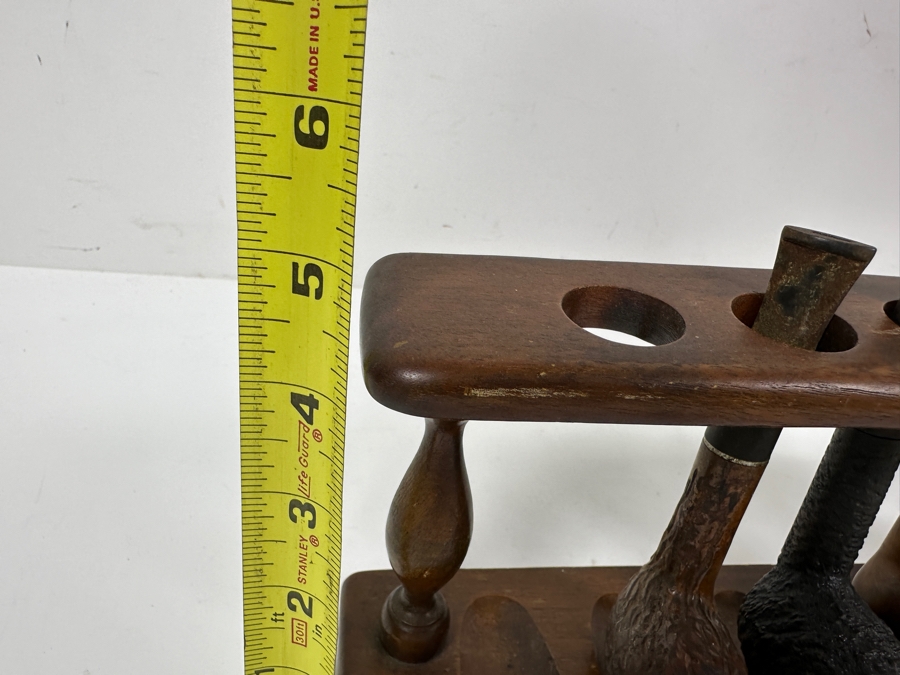 Just Added - Wooden Pipe Stand 10.5W X 5H With (4) Smoking Pipes [Photo 11]