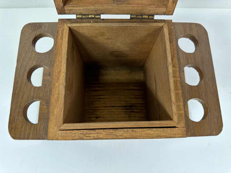 Just Added - Vintage Wooden Tobacco Pipe Stand With Compartment For Tobacco Or Accessories 9W X 5D X 5.5H [Photo 5]