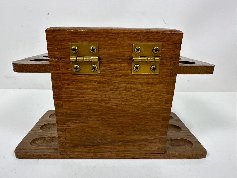 Just Added - Vintage Wooden Tobacco Pipe Stand With Compartment For Tobacco Or Accessories 9W X 5D X 5.5H [Photo 6]
