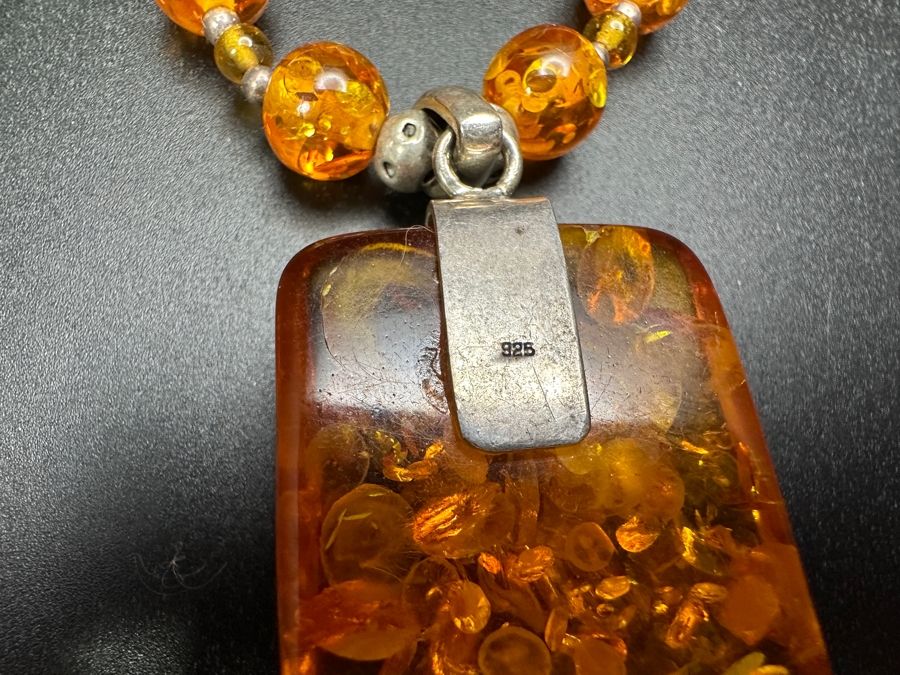 Just Added - Amber & Sterling Silver 18' Necklace [Photo 4]