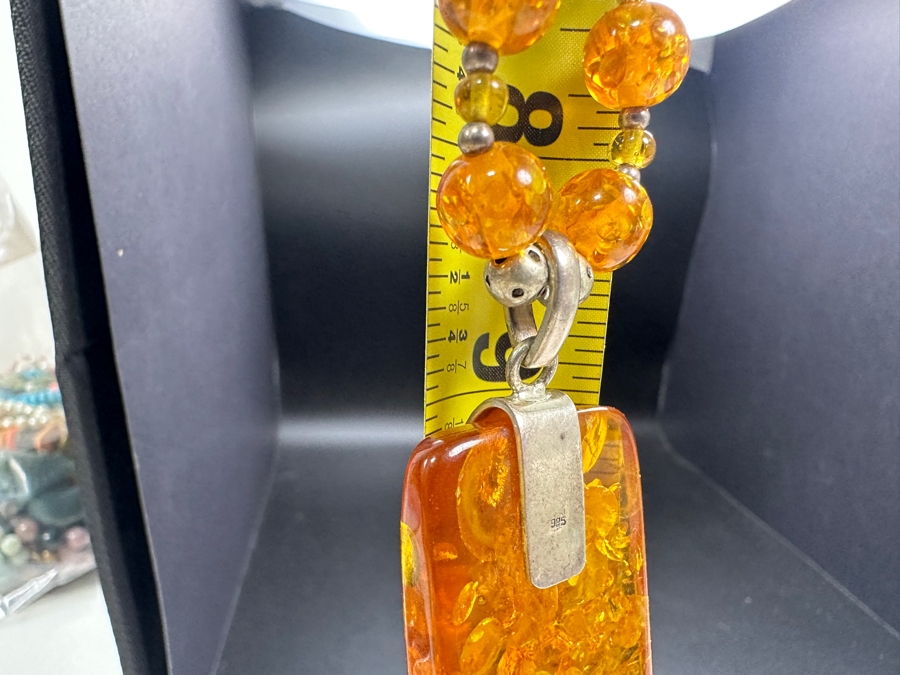 Just Added - Amber & Sterling Silver 18' Necklace [Photo 5]