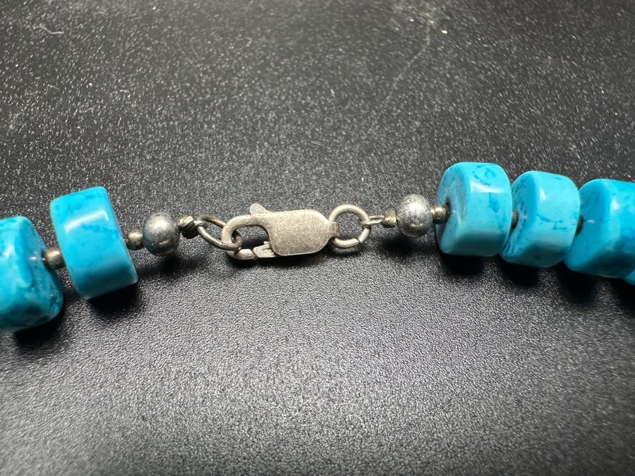 Just Added - Turquoise Beaded 28' Necklace With Sterling Silver Clasp [Photo 4]