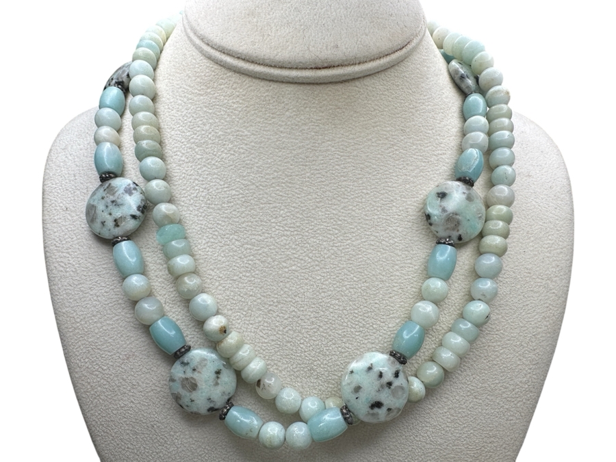 Just Added - Multi-Stone Kiwi Jasper Beaded 17' Necklace