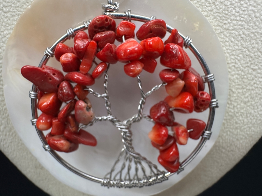 Just Added - 18' Statement Necklace With Pearls And Red Coral Beads [Photo 5]