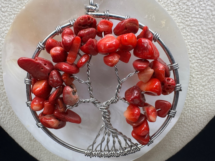 Just Added - 18' Statement Necklace With Pearls And Red Coral Beads [Photo 6]