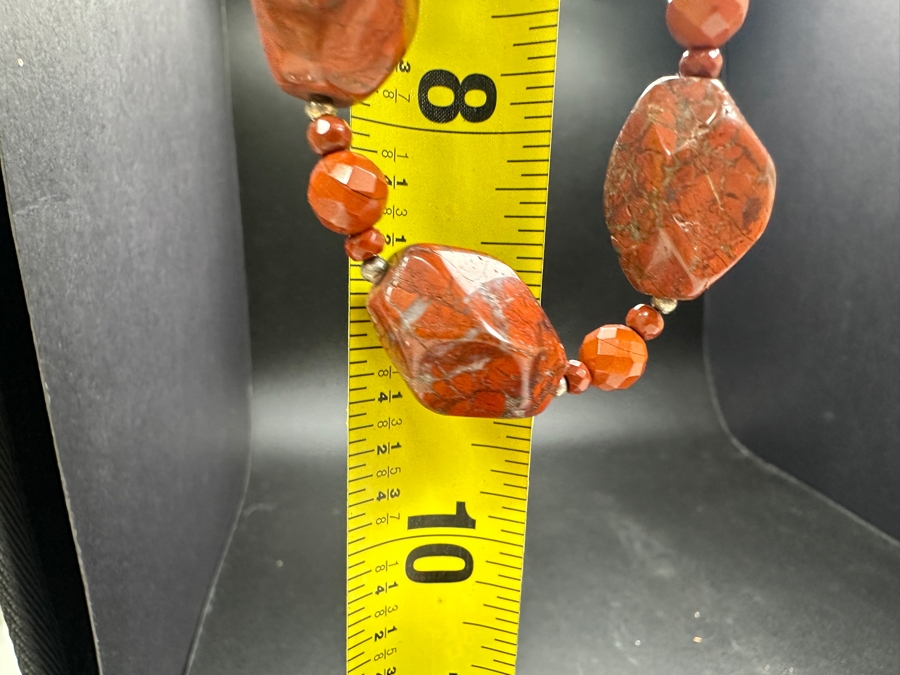 Just Added - Red Jasper Beaded 18' Necklace By Merav With Sterling Silver Clasp [Photo 7]