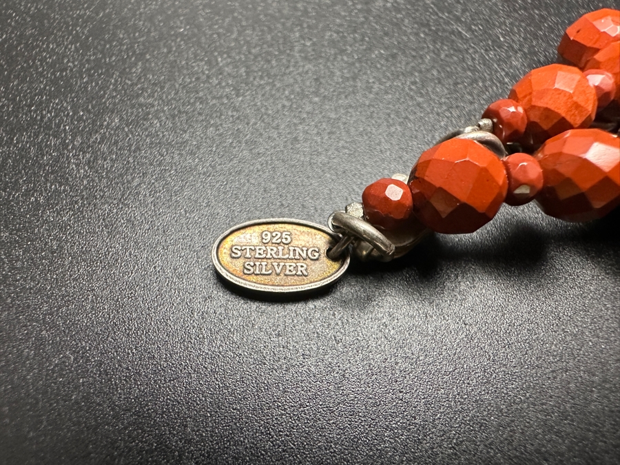 Just Added - Red Jasper Beaded 18' Necklace By Merav With Sterling Silver Clasp [Photo 4]