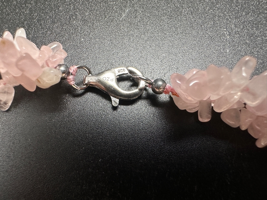 Just Added - Rose Quartz Beaded 20' Necklace With Sterling Silver Clasp And Carved Rose Quartz Seahorse Pendant [Photo 4]