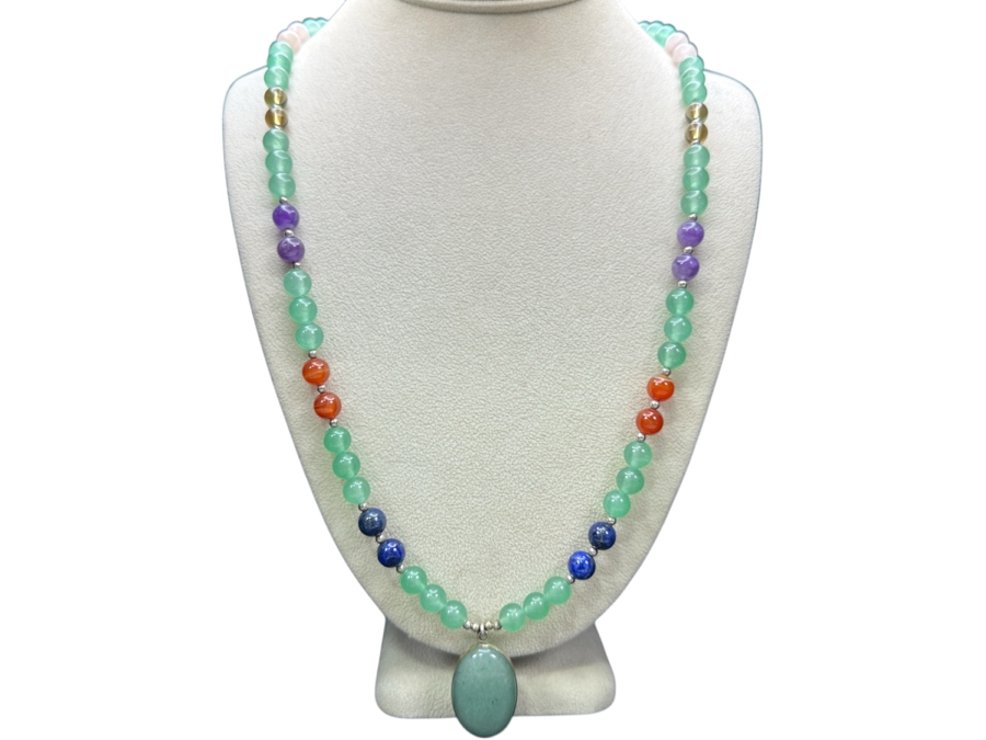 Just Added - Multi-Stone 26' Necklace With Sterling Silver Clasp