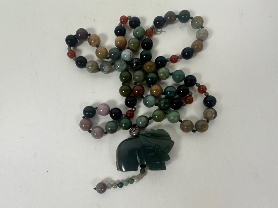 Just Added - Multi-Stone Beaded 30' Necklace With Carved Stone Pendant [Photo 2]